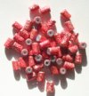 50 6x4mm Metallic Coral Textured Tube Beads